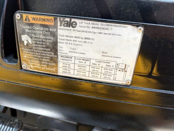 2013 Yale GLC050VX 5000# - Image 5