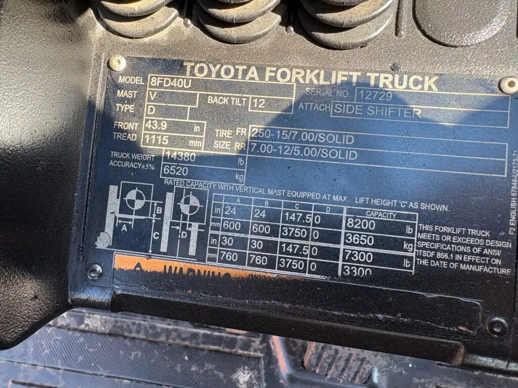 2018 Toyota 8FD40U 9000# - Image 3