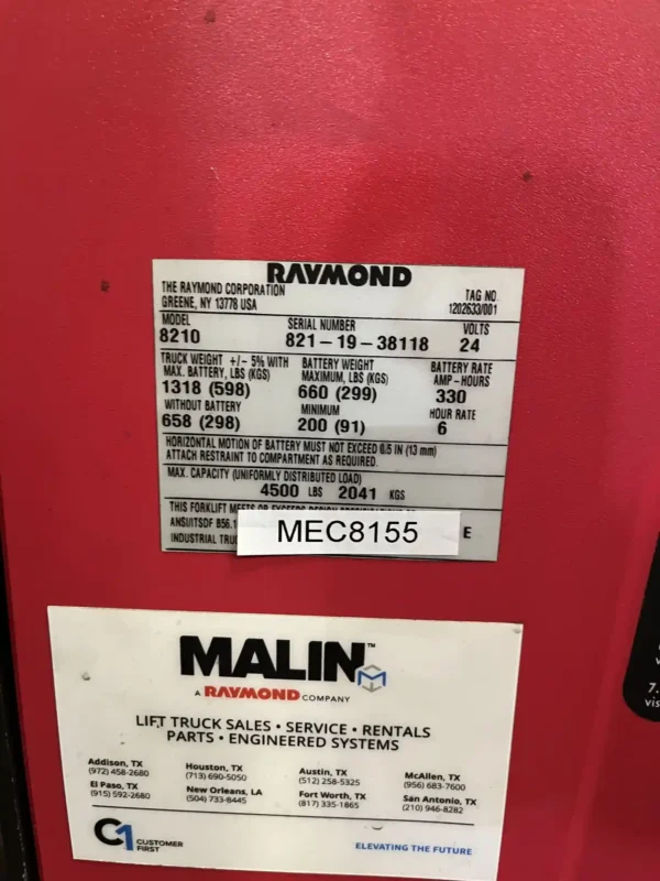 2019 Raymond 8210 - Image 3